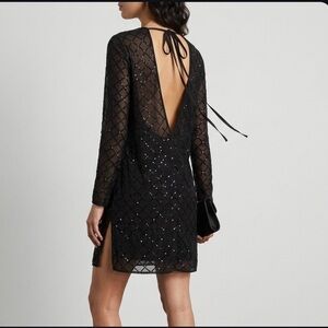Needle & Thread  Black Lattice Sequin Embellished Mini Dress Us 6 Sheer